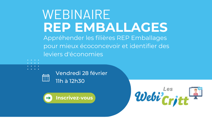 Visuel du webinaire REP emballages organisé par le CRITT Agro-Alimentaire La Rochelle le 28/02/2025