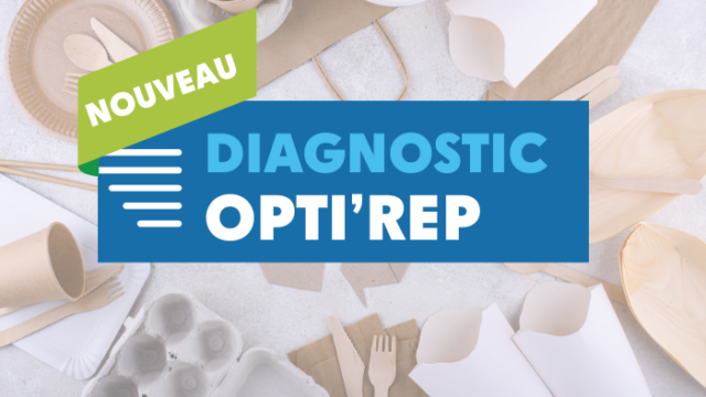 Visuel pour annoncer le nouveau service Diagnostic Opti'REP destiné aux industries ahroalimentaires pour les aider dans leurs démarches REP Emballages