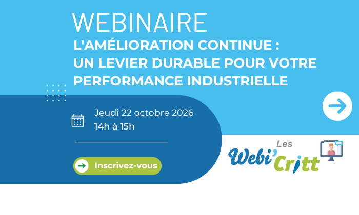 Visuel du webinaire sur l'amélioration continue : un levier de performance durable pour votre performance industrielle organisé par le CRITT Agro-Alimentaire La Rochelle le 22/10/2026